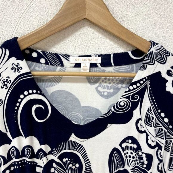 Tori Richard Blue & White Floral Dress sz Small - Picture 2 of 5